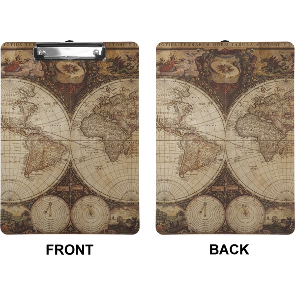 Antique World Map Clipboard (Letter) (Front + Back)
