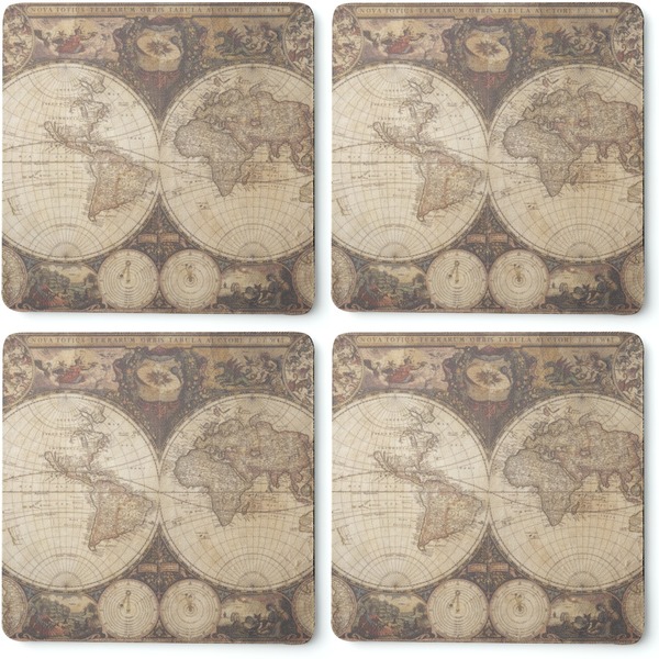 Antique World Map Coaster Rubber Back - Apvl