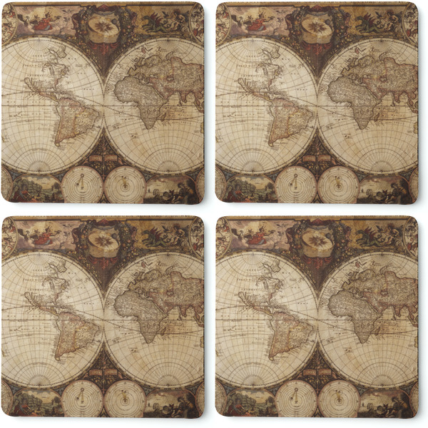 Antique World Map Coaster Rubber Back - Apvl