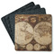 Vintage World Map Square Rubber Backed Coasters - Set of 4