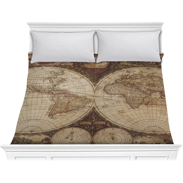 Custom Vintage World Map Comforter - King