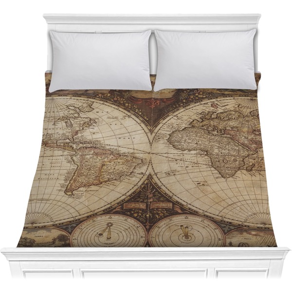 Custom Vintage World Map Comforter - Full / Queen