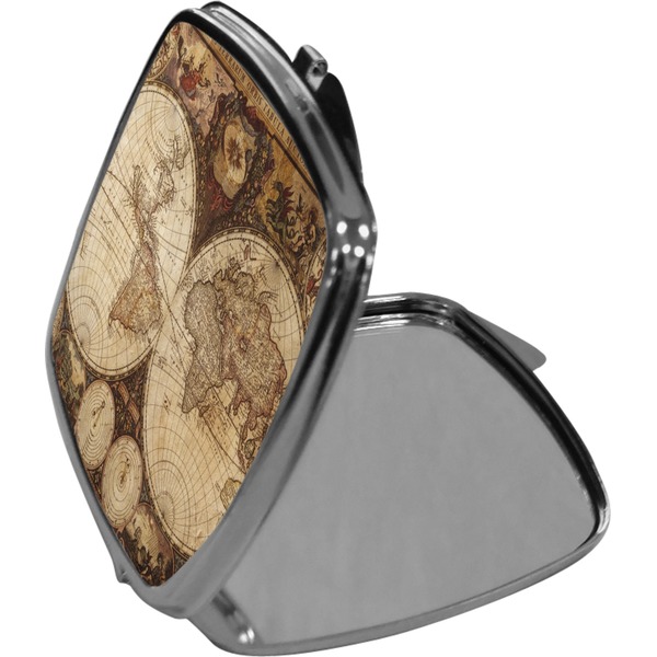 Antique World Map Compact Mirror (Side View)