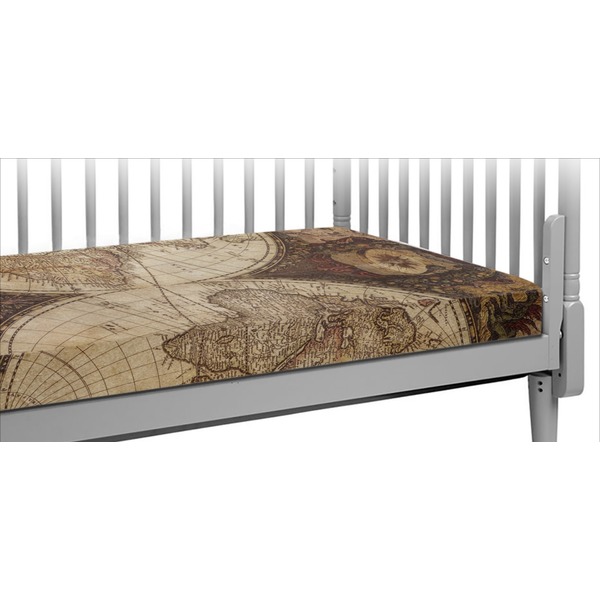 Custom Vintage World Map Crib Fitted Sheet