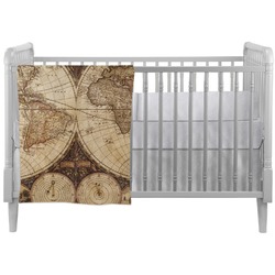Vintage World Map Crib Comforter / Quilt