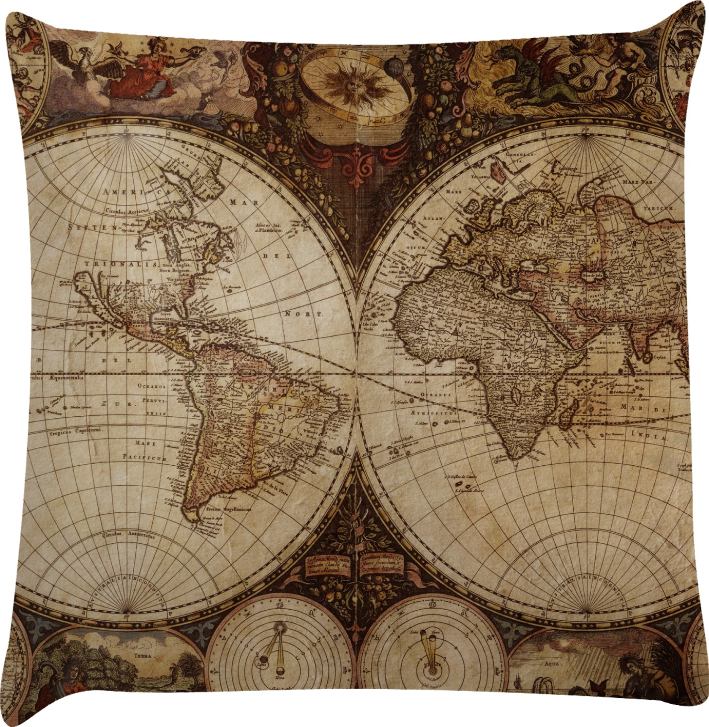 Vintage World Map Decorative Pillow Case Youcustomizeit