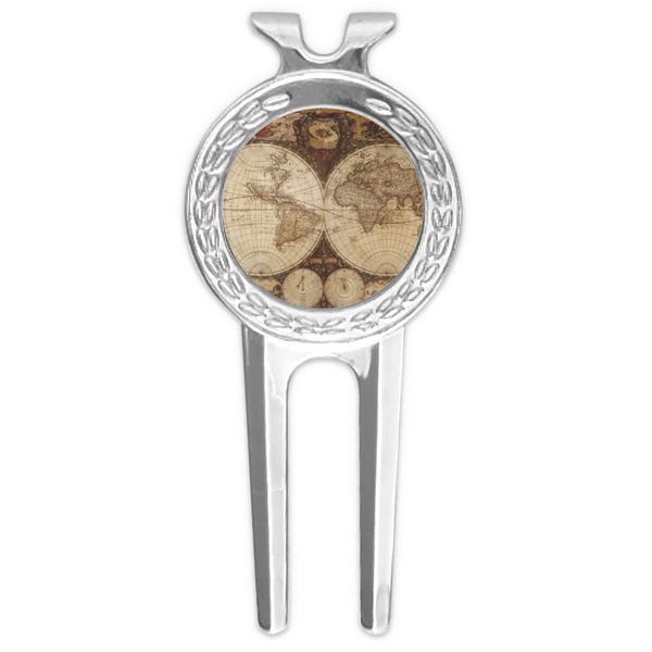 Custom Vintage World Map Golf Divot Tool & Ball Marker