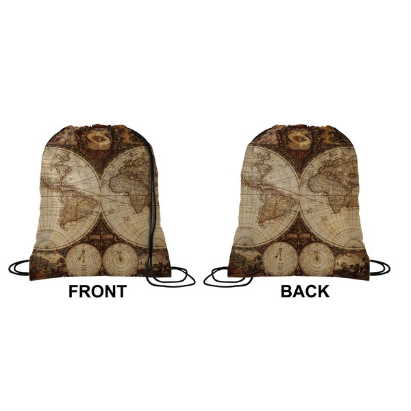 Antique World Map Drawstring Backpack Front & Back Small