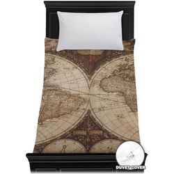 Vintage World Map Duvet Cover - Twin