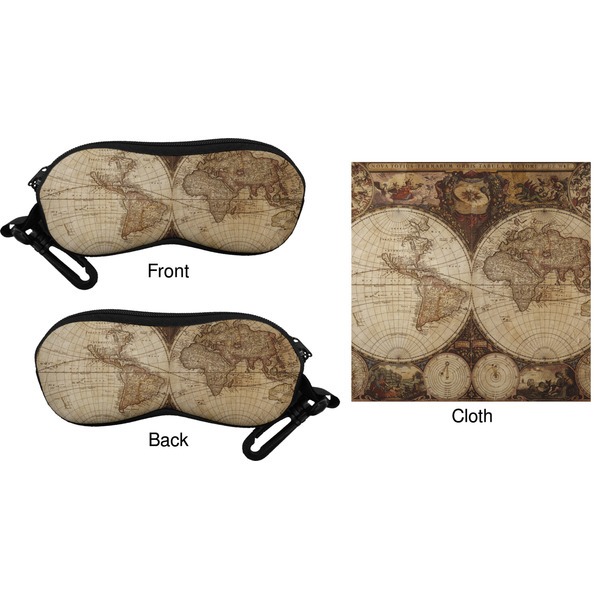 Antique World Map Eyeglass Case & Cloth (Approval)