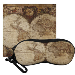 Vintage World Map Eyeglass Case & Cloth