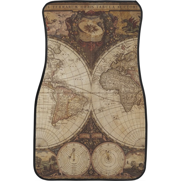 Antique World Map Front Seat Car Mat