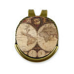 Vintage World Map Golf Ball Marker - Hat Clip - Gold