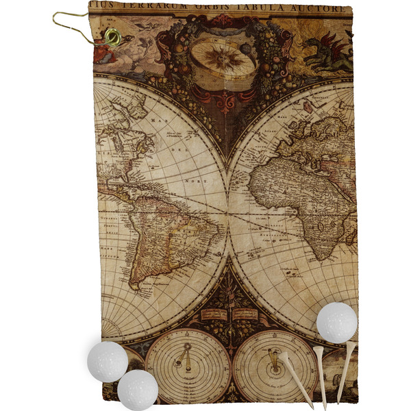 Antique World Map Golf Towel (Personalized)