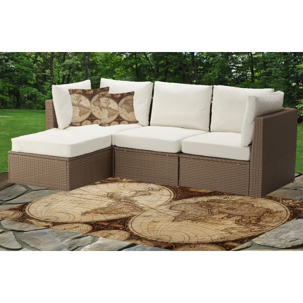 Antique World Map Indoor / Outdoor Rug & Cushions