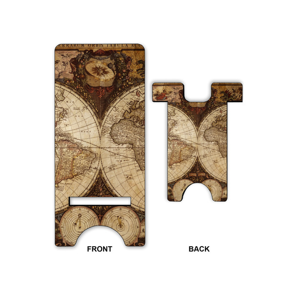 Antique World Map Large Phone Stand - Front & Back