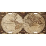 Vintage World Map Front License Plate