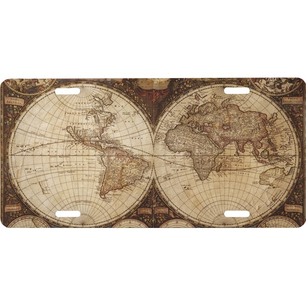 Custom Vintage World Map Front License Plate
