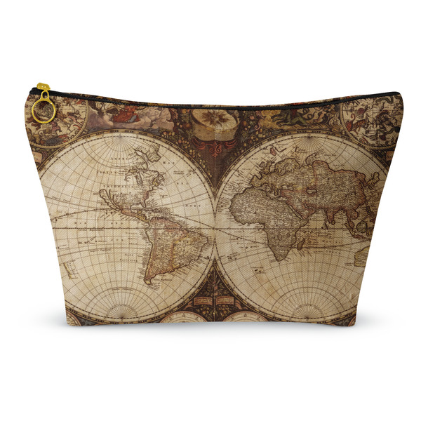 Custom Vintage World Map Makeup Bag - Small - 8.5"x4.5"