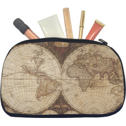 Vintage World Map Makeup / Cosmetic Bag - Medium