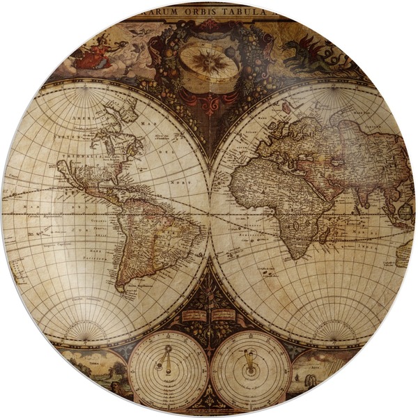 Custom Vintage World Map Melamine Plate