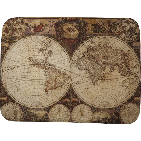 Antique World Map Memory Foam Bath Mat 48 X 36