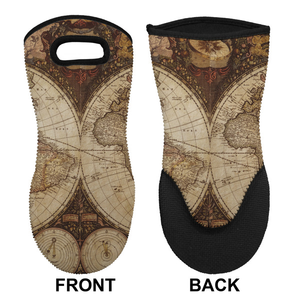 Antique World Map Neoprene Oven Mitt (Front & Back)