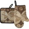 Vintage World Map Oven Mitt & Pot Holder Set