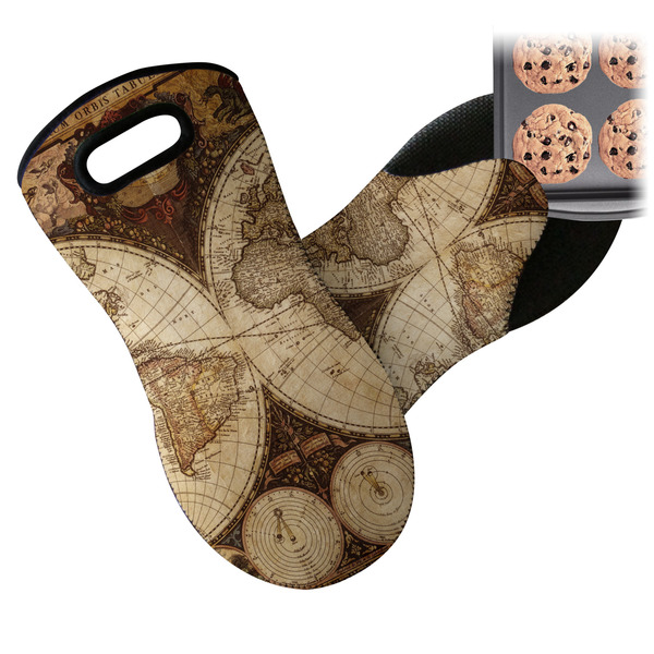 Antique World Map Neoprene Oven Mitt
