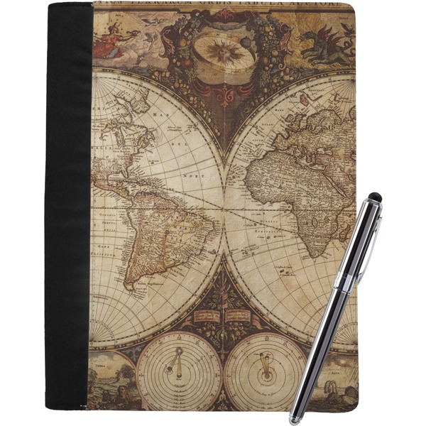 Custom Vintage World Map Notebook Padfolio - Large