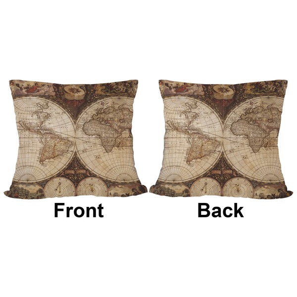 Antique World Map Outdoor Pillow - 18x18
