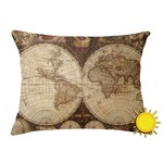 Vintage World Map Outdoor Throw Pillow (Rectangular)