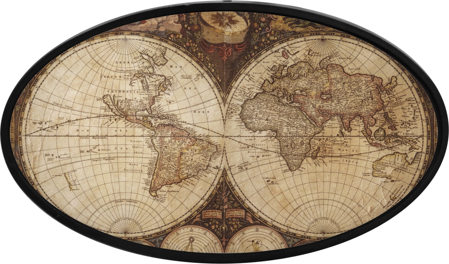 Vintage World Map Oval Trailer Hitch Cover - YouCustomizeIt