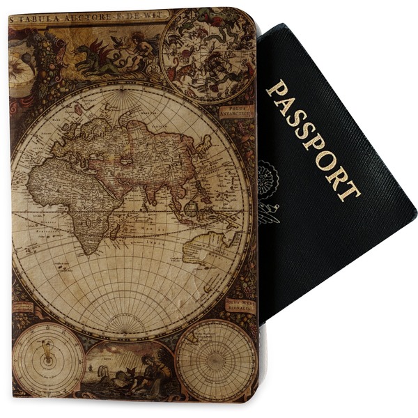 Custom Vintage World Map Passport Holder - Fabric