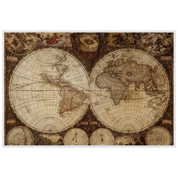Antique World Map Personalized Placemat (Back)