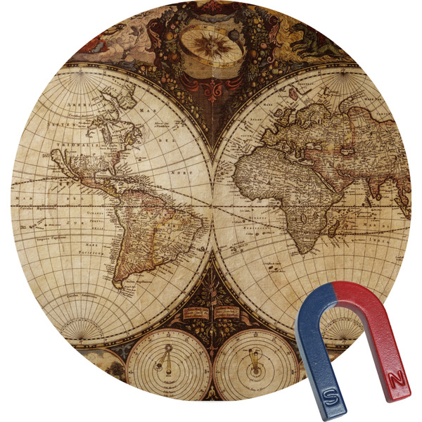 Custom Vintage World Map Round Fridge Magnet