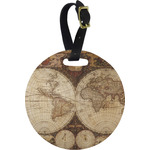 Vintage World Map Plastic Luggage Tag - Round