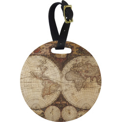 Vintage World Map Plastic Luggage Tag - Round
