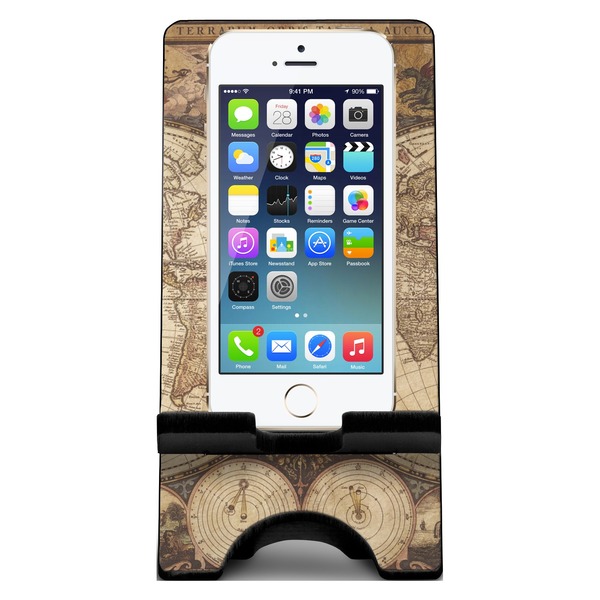 Antique World Map Phone Stand w/ Phone