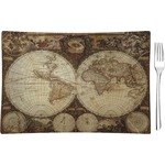 Vintage World Map Glass Rectangular Appetizer / Dessert Plate