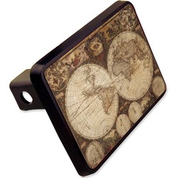 Vintage World Map Rectangular Trailer Hitch Cover - 2"