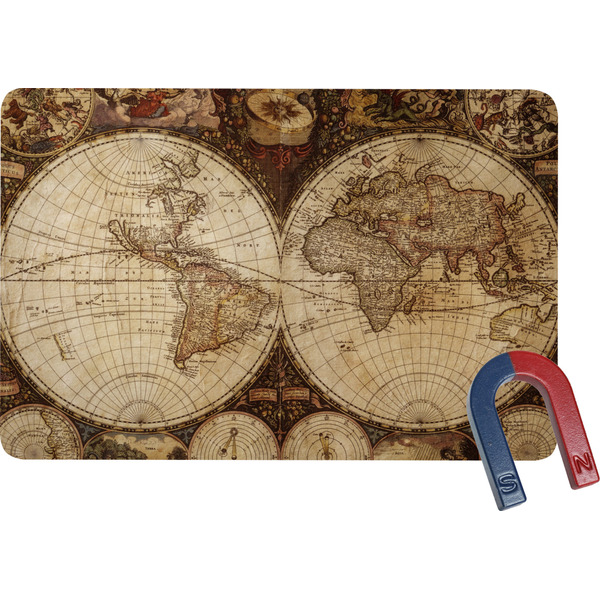 Custom Vintage World Map Rectangular Fridge Magnet