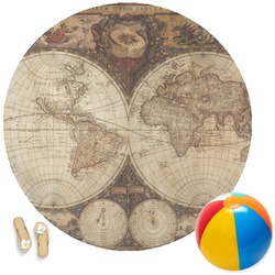 Vintage World Map Round Beach Towel