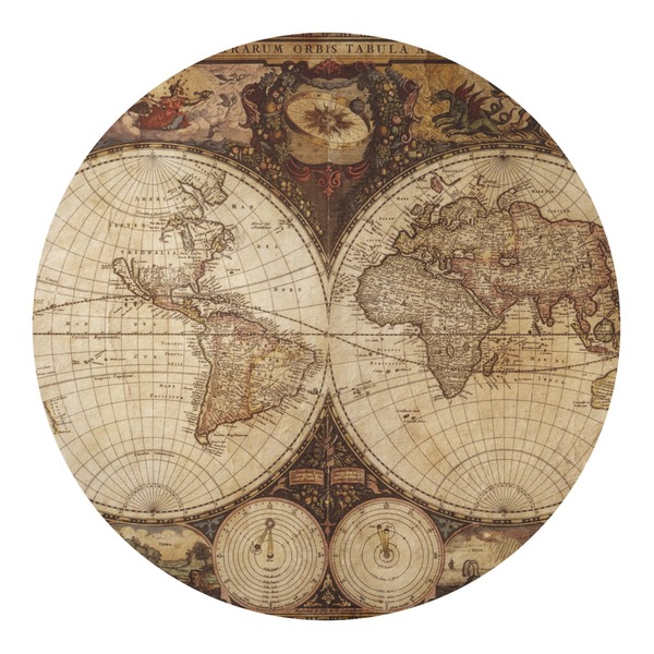 Custom Vintage World Map Round Decal - Medium