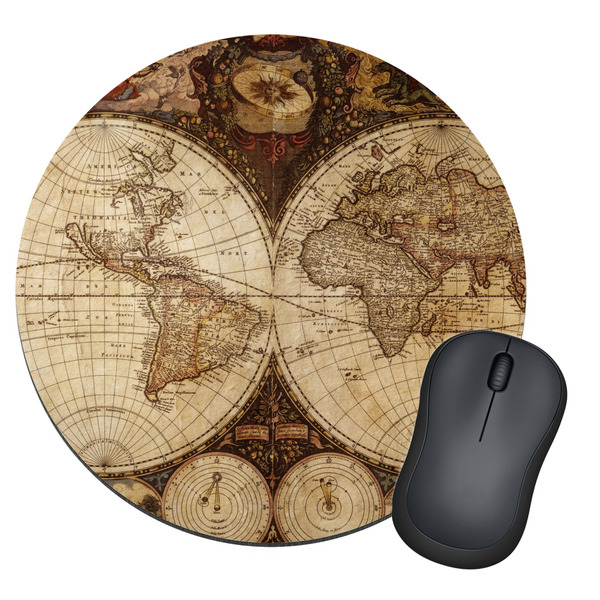Custom Vintage World Map Round Mouse Pad