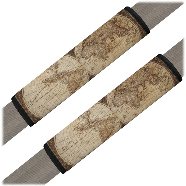 Custom Vintage World Map Seat Belt Covers (Set of 2)