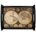 Vintage World Map Black Wooden Tray - Large