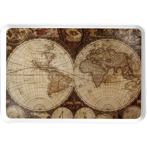 Custom Vintage World Map Serving Tray