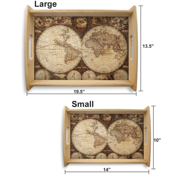 Antique World Map Serving Tray Wood Sizes