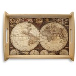 Vintage World Map Natural Wooden Tray - Small